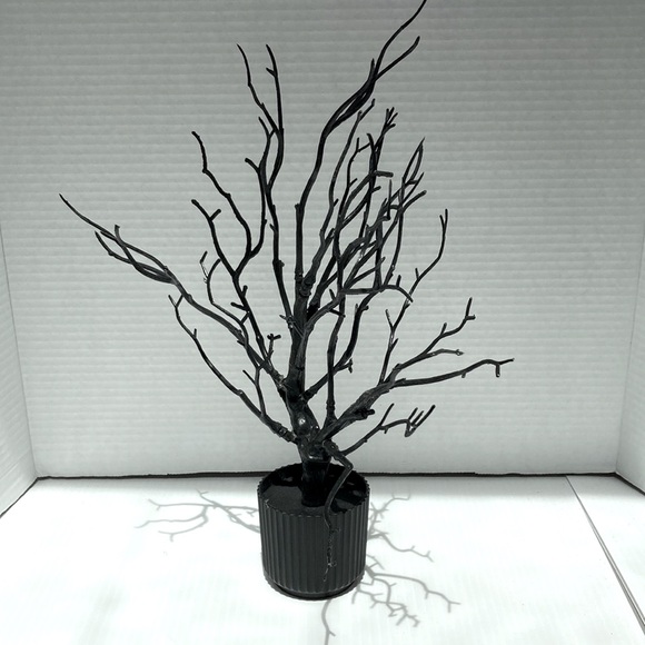 Gothic Black Jewelry Holder Tree in Flower Pot Decor Centerpiece 14 in Tall - Picture 2 of 8